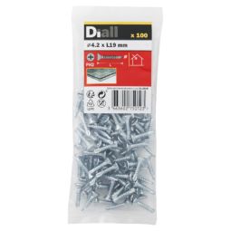 100 PARAFUSOS AUTO-ROSCANTES COM CABEÇA PLANA DE AÇO 4,2x19 MM