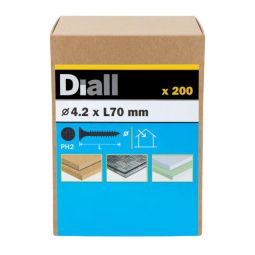 200 parafusos PH2 para gesso 4,2 x 70 mm Diall