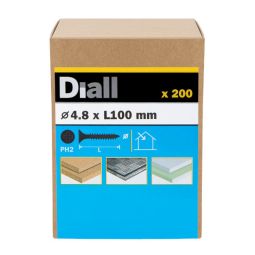 200 parafusos PH2 para gesso 4,8 x 100 mm Diall