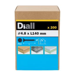 200 parafusos para placas de gesso PH2 4,8x140 mm Diall