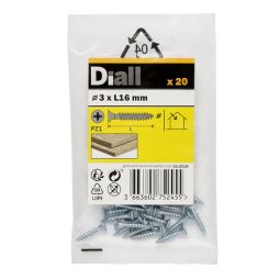 20 parafusos para madeira pozidriv 3 x 16 mm Diall