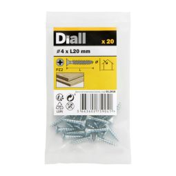 20 parafusos para madeira pozidriv 4 x 20 mm Diall