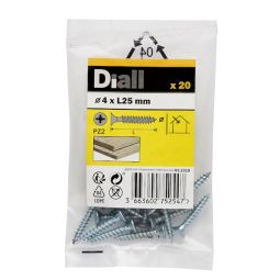 20 parafusos para madeira pozidriv 4 x 25 mm Diall