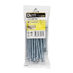 20 parafusos para madeira pozidriv 5 x 80 mm Diall