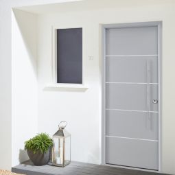 Porta de Entrada Cinzenta Alumínio Insert Esquerda 201 x 90 cm