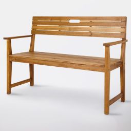 Banco de jardim com encosto de 128,5x89,5x57cm feito de madeira de acácia Denia