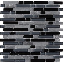 Malha de mosaico bolognia preto e azul 30 x 30 cm