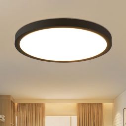 Nettlife LED luz de teto branco frio 15 w preto diâmetro 22 cm redondo