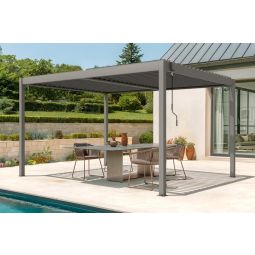Pérgula alumínio 4x3m lâminas orientáveis, ventilação e sol, taupe piana