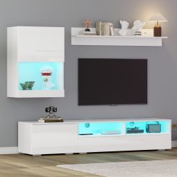 Conjunto móvel de tv para sala 3 portas branco 34x175x39cm