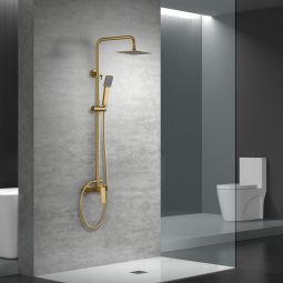 Conjunto chuveiro monocomando art ouro escovado-imex