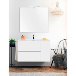 Móvel de banho itaca com lavatório e espelho branco 50x40cm