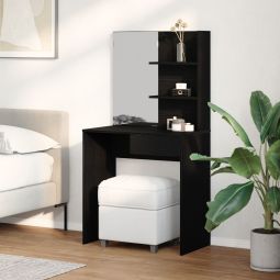 Mesa de maquiagem em carvalho preto com espelho 74,5 x 40 x 141 cm wf133073