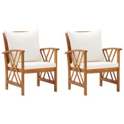 Cadeiras de jardim c/ almofadões 2 pcs madeira acácia maciça