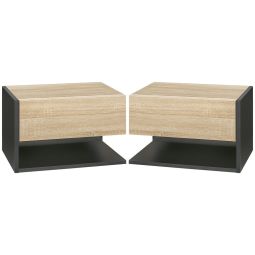Conjunto 2 mesas de cabeceira 46x30x30 cm bicolor Homcom, casa - quarto