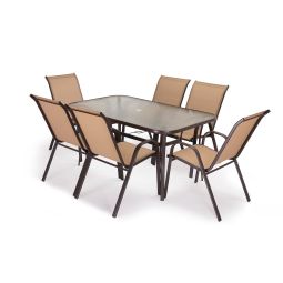 Mesa em vidro temperado hc + 6 cadeiras. Móveis de jardim e terraço,