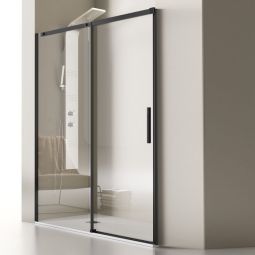 Frente de duche luna preto fosco 148-152cm – vidro transparente