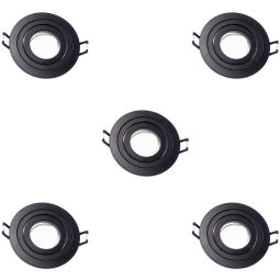 Pack 5 foco embutido ajustável classic redondo preto wonderlamp 1xgu10