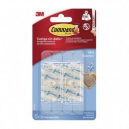 Mini ganchos adesivos transparentes (8uds) 3M