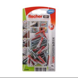Buchas Duopower + Parafusos 5 x 25 mm Fischer 18 uds