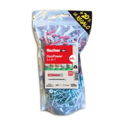 Buchas Duopower 6x30mm com parafusos 120un Fischer