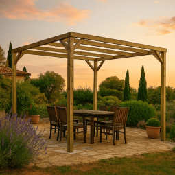 Pergola madeira de madeira autoportante kora vidahuerto 240x240x240 cm.