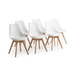 Cadeira estilo nórdico branco, 6 unidades