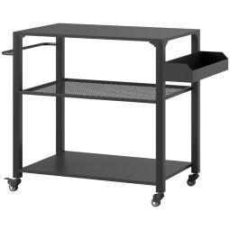 Carrinho de apoio para barbecue 105x50x79 cm aço e metal Outsunny