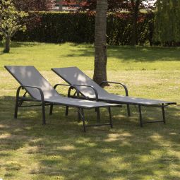 Conjunto de 2 espreguiçadeiras sardinia cinzentas - estrutura antracite