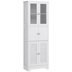 Coluna de casa de banho 60x30x170,5 cm mdf, vidro color blanco Homcom