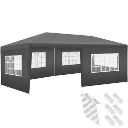 Pabellón 6x3m com 5 paneles laterales, resistente al agua e uv, cinzento