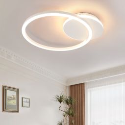 Nettlife LED luz de teto sala de estar 24w preto moderno 2 anéis 3000k