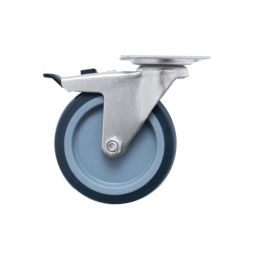 RODA GIRATÓRIA Ø 10 CM COM CHAPA E TRAVÃO