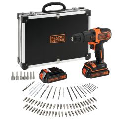 KIT Berbequim de percussão 18V 2x1,5Ah + 80 acessórios Black & Decker