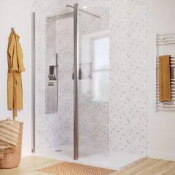 Resguardo de duche fixa transparente cromado Calia Cooke & Lewis 125cm