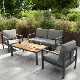 Conjunto de jardim em alumínio Vao GoodHome para 4 pessoas