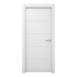 Porta de Interior maciça lacada Lor branca 62,5cm esquerda com molduras Geom