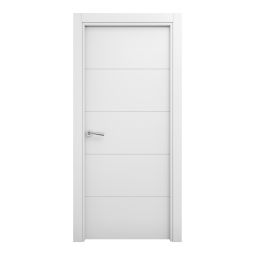 Porta de interior maciça lacada branca Lor 75cm direita com molduras Geom