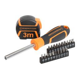 Conjunto fita métrica e chave de fenda de catraca Magnusson