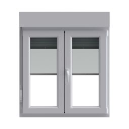 Janela de batente em PVC com persiana e rede mosquiteira 117x100cm
