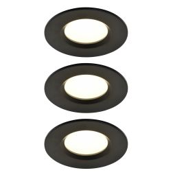Pack 3 downlights embutidos led interiores pretos Cooke & Lewis