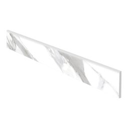 Rodapé porcelânico Nisida Slim branco efeito mármore 8x60cm 6 unidades