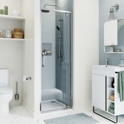 Painel pivotante cromado com vidro transparente 70cm Odalia