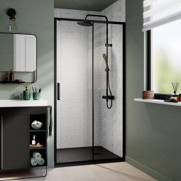 Painel de correr preto com vidro transparente 100cm Odalia