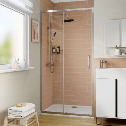 Painel de correr cromado com vidro transparente 100cm Odalia