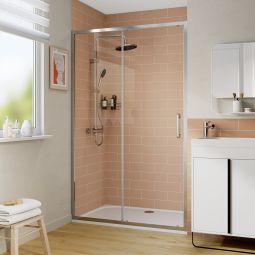 Painel de correr cromado com vidro transparente 120cm Odalia