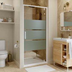 Painel pivotante branco com vidro serigrafado 90cm Odalia
