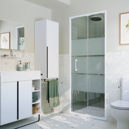 Painel dobrável branco com vidro serigrafado 80cm Odalia