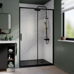 Painel de correr preto com vidro transparente 120cm Odalia