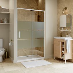 Painel de correr branco com vidro serigrafado 120cm Odalia